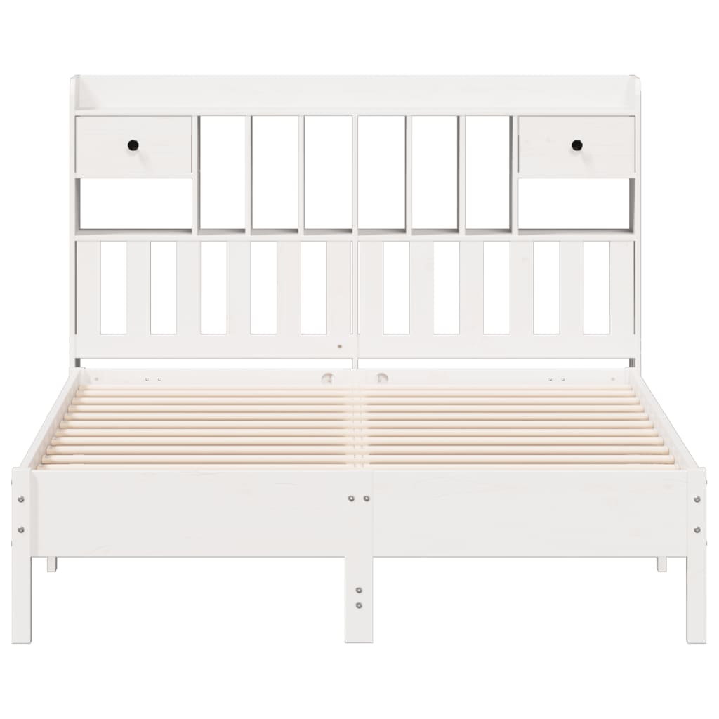seng med reol uden madras 140x190 cm massivt fyrretræ hvid