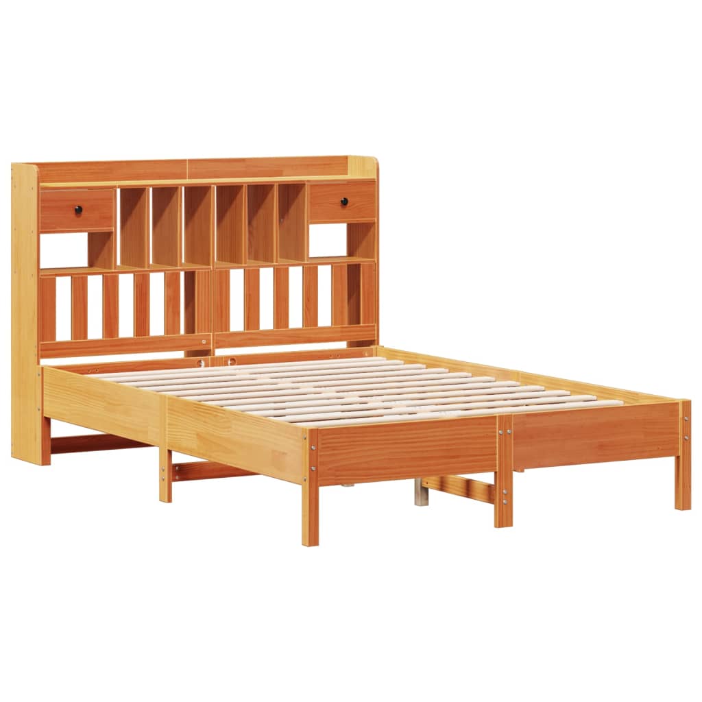 seng med reol uden madras 140x190cm massivt fyrretræ gyldenbrun