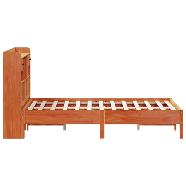 seng med reol uden madras 140x190cm massivt fyrretræ gyldenbrun