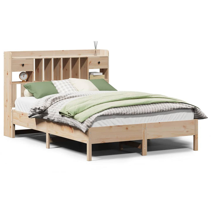 seng med reol uden madras 135x190 cm massivt fyrretræ