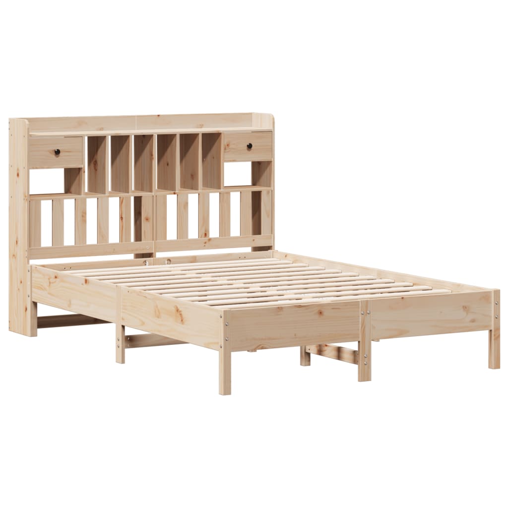 seng med reol uden madras 135x190 cm massivt fyrretræ
