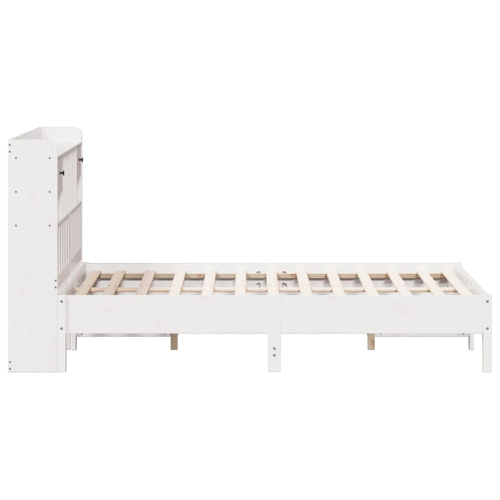 seng med reol uden madras 135x190 cm massivt fyrretræ hvid