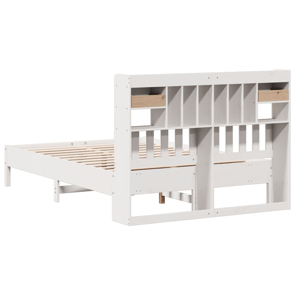 seng med reol uden madras 135x190 cm massivt fyrretræ hvid