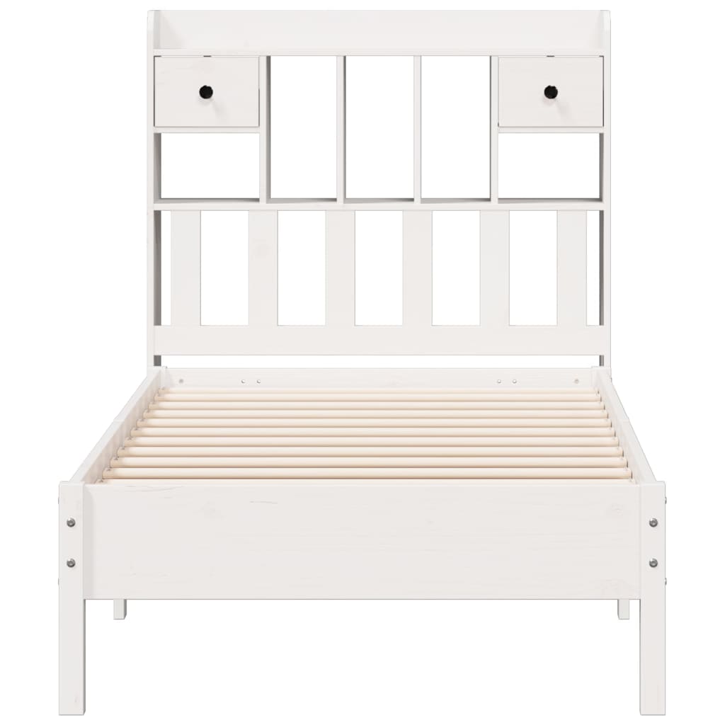 seng med reol uden madras 90x190 cm massivt fyrretræ hvid