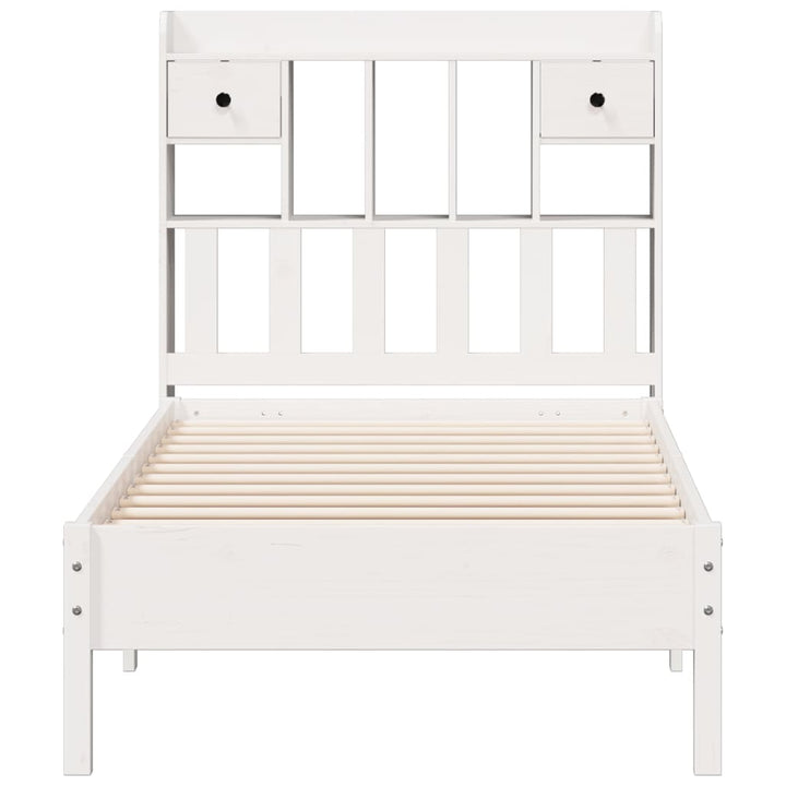 seng med reol uden madras 90x190 cm massivt fyrretræ hvid