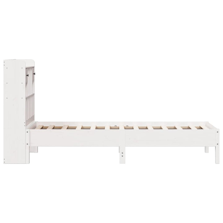 seng med reol uden madras 90x190 cm massivt fyrretræ hvid
