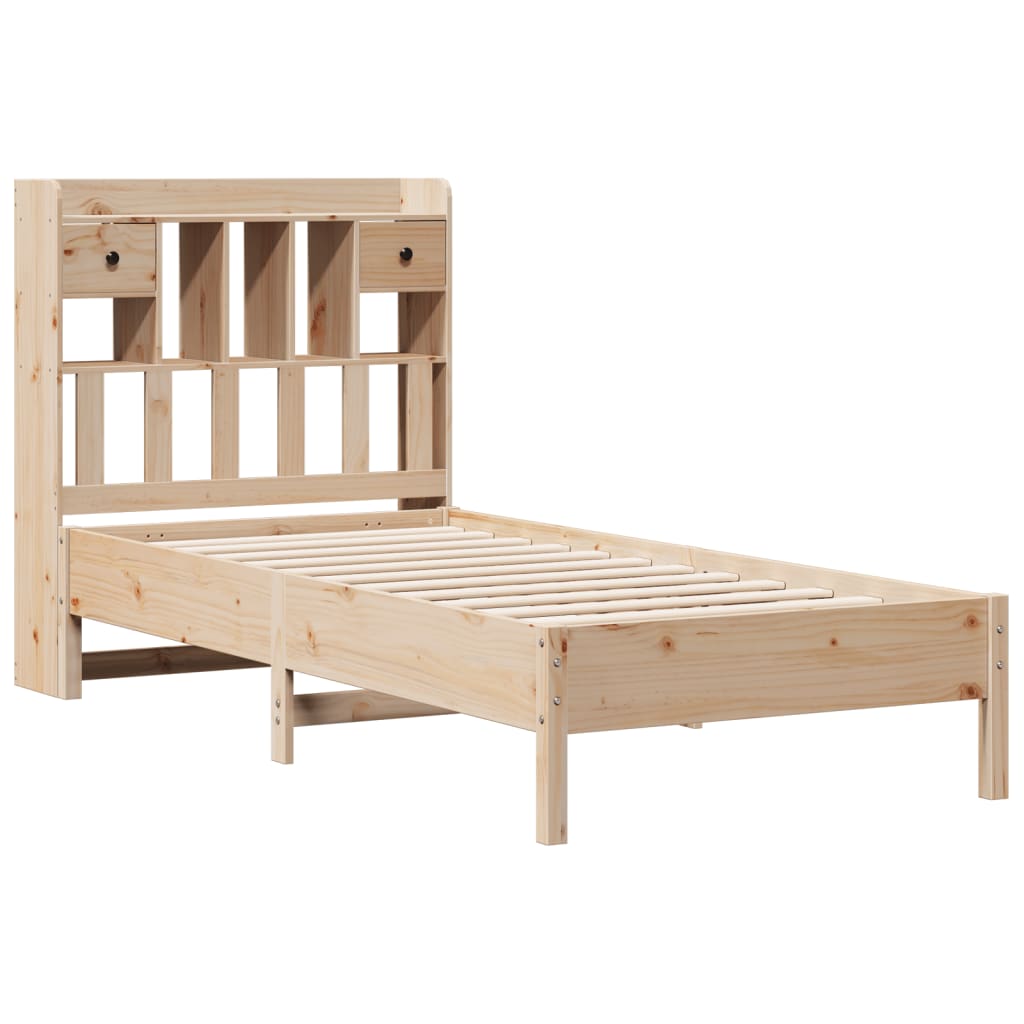 seng med reol uden madras 75x190 cm massivt fyrretræ