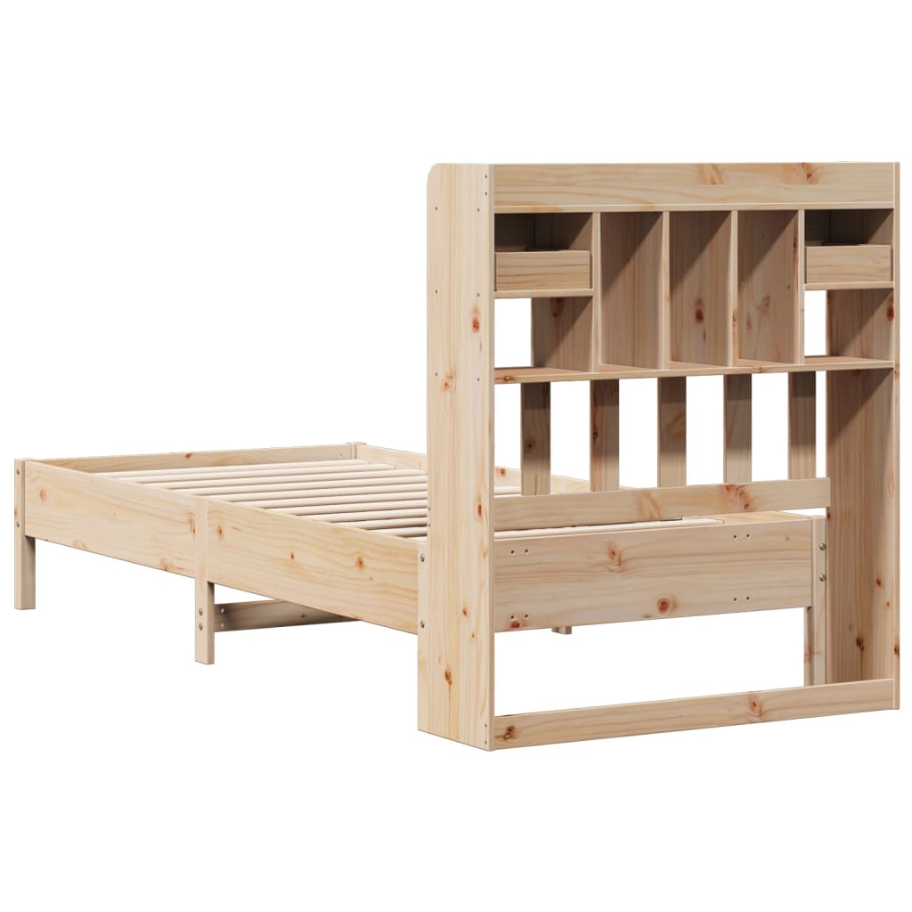 seng med reol uden madras 75x190 cm massivt fyrretræ