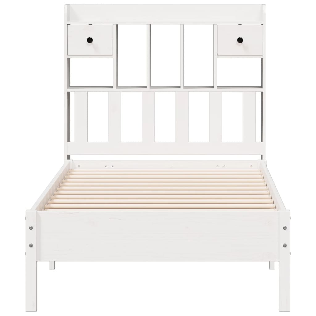 seng med reol uden madras 75x190 cm massivt fyrretræ hvid
