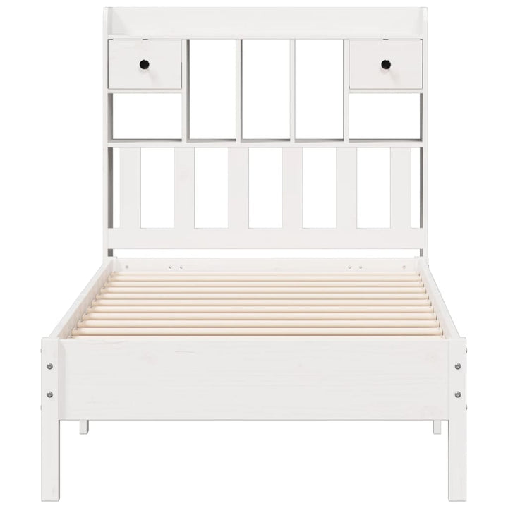 seng med reol uden madras 75x190 cm massivt fyrretræ hvid