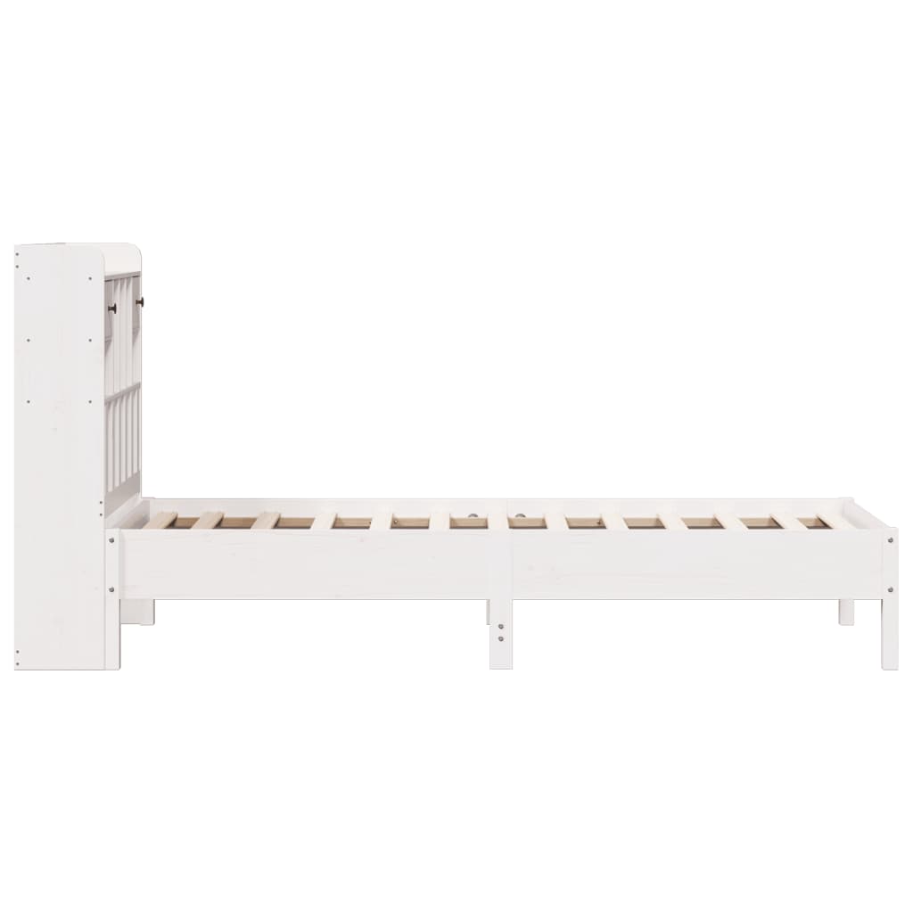 seng med reol uden madras 75x190 cm massivt fyrretræ hvid