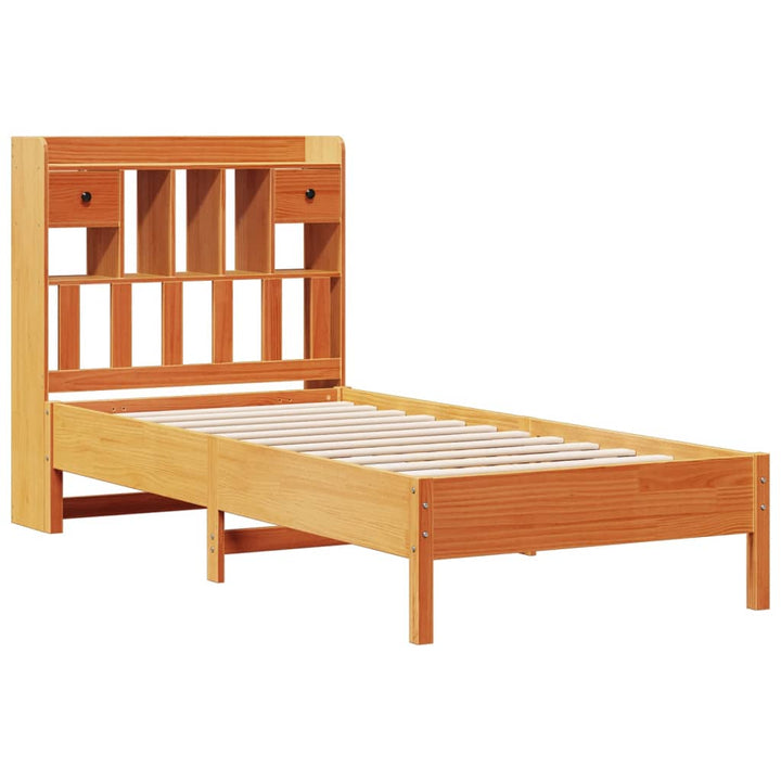 seng med reol uden madras 75x190 cm massivt fyrretræ gyldenbrun