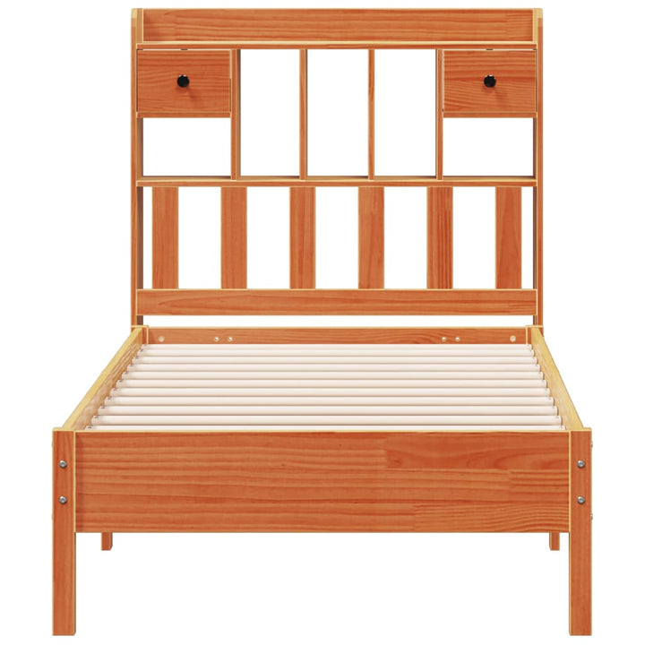 seng med reol uden madras 75x190 cm massivt fyrretræ gyldenbrun