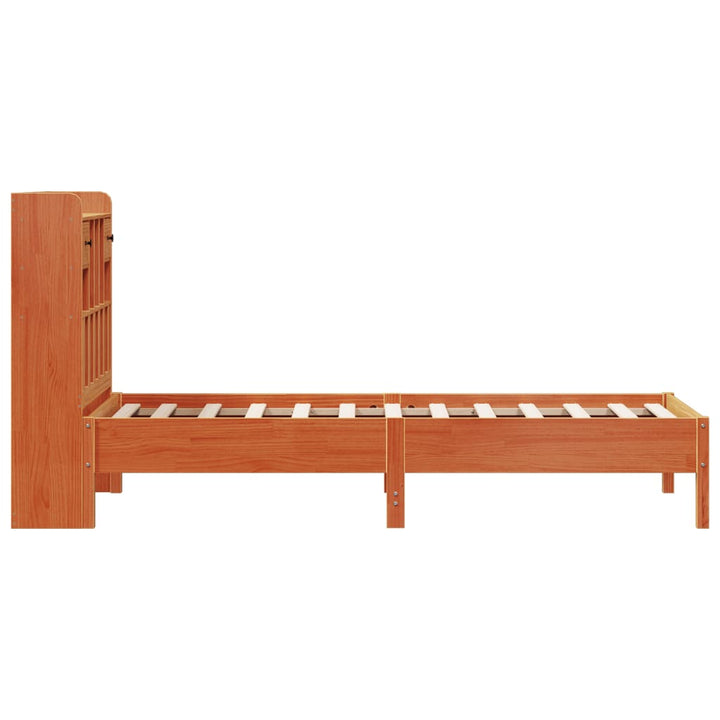 seng med reol uden madras 75x190 cm massivt fyrretræ gyldenbrun