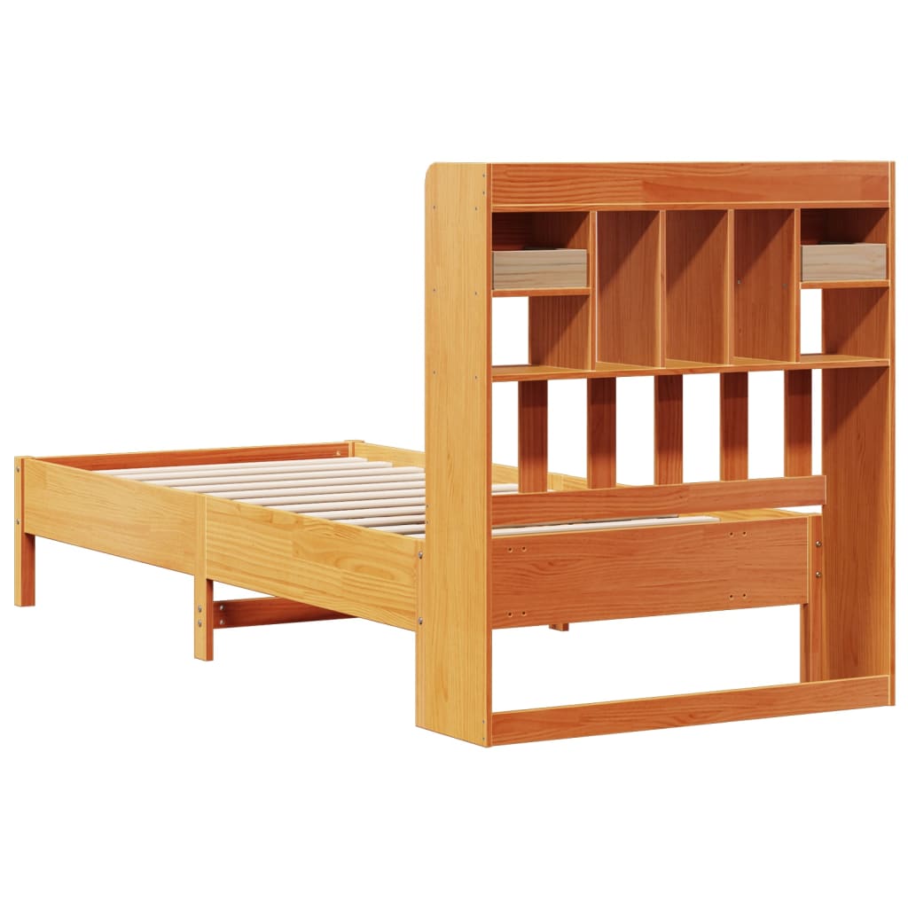 seng med reol uden madras 75x190 cm massivt fyrretræ gyldenbrun