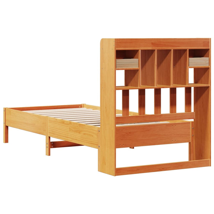 seng med reol uden madras 75x190 cm massivt fyrretræ gyldenbrun