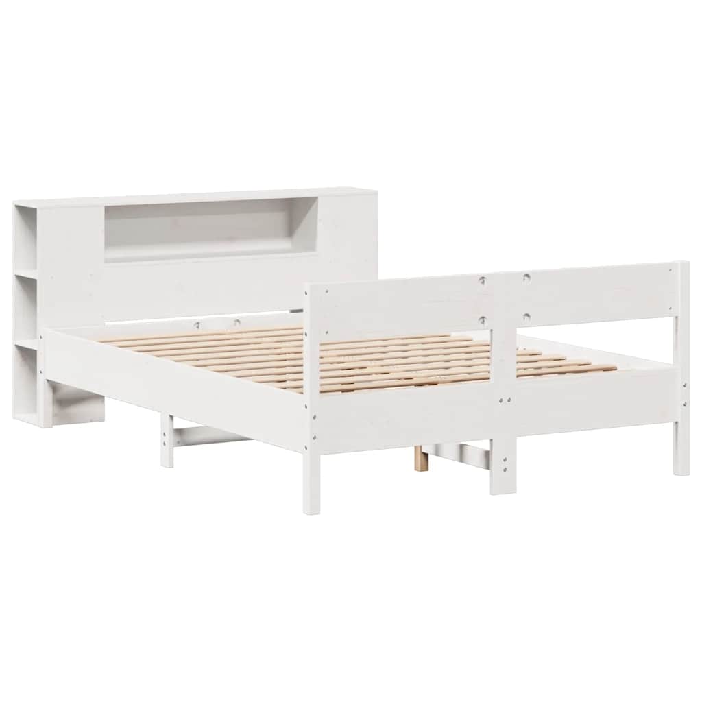 seng med reol uden madras 160x200 cm massivt fyrretræ hvid