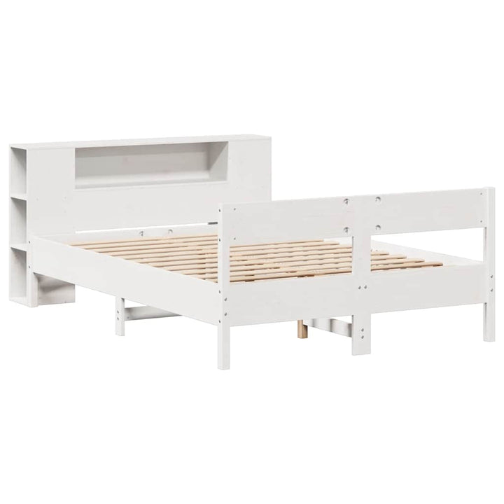 seng med reol uden madras 160x200 cm massivt fyrretræ hvid