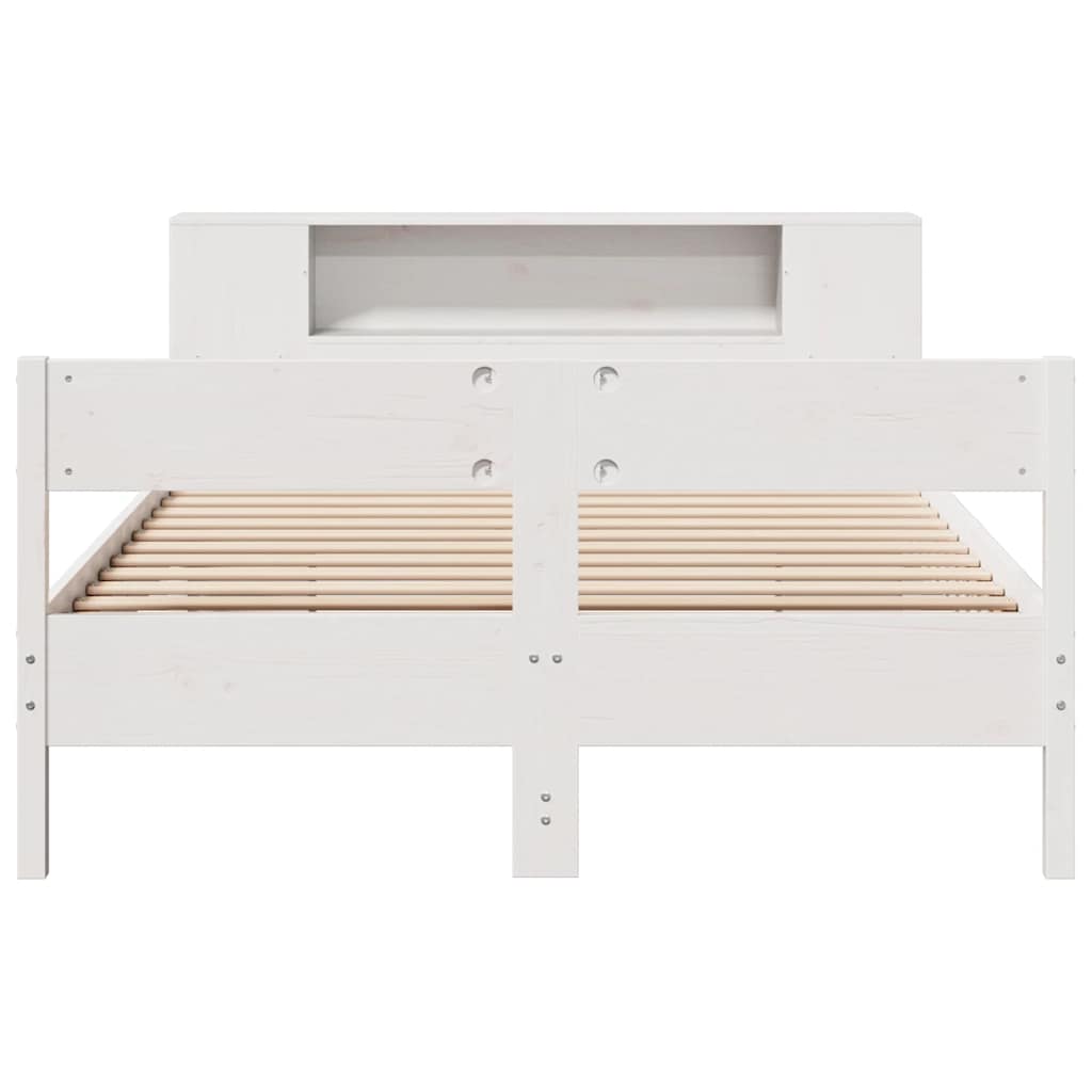 seng med reol uden madras 160x200 cm massivt fyrretræ hvid