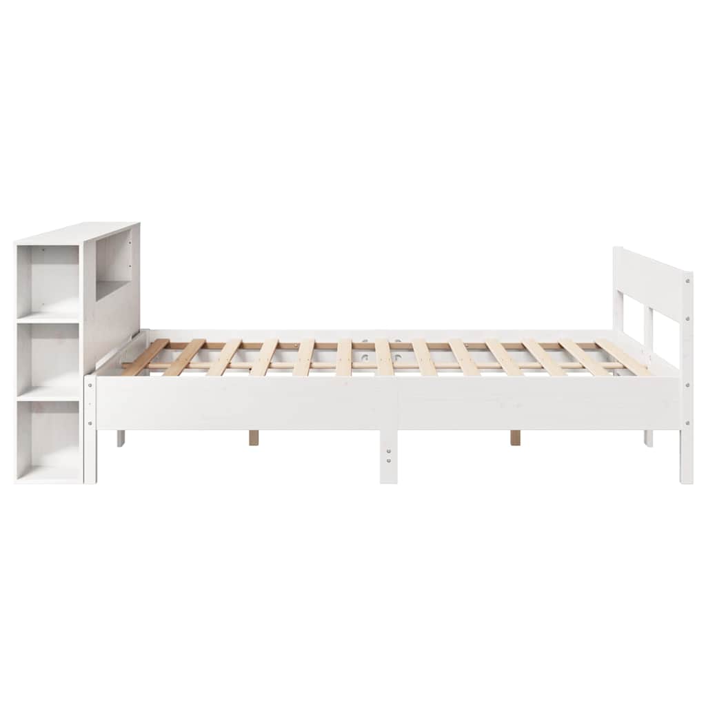 seng med reol uden madras 160x200 cm massivt fyrretræ hvid