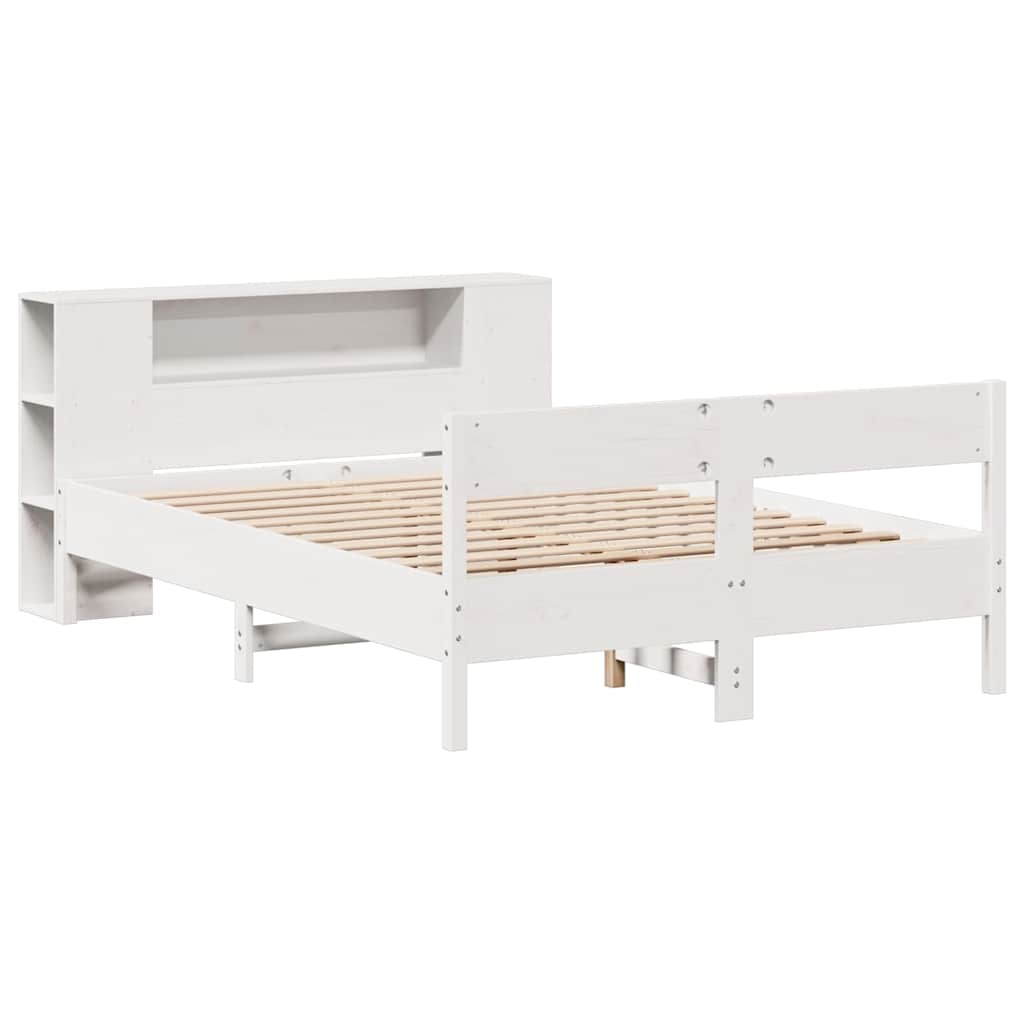seng med reol uden madras 150x200 cm massivt fyrretræ hvid