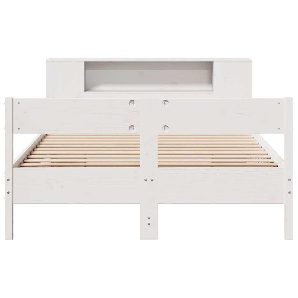 seng med reol uden madras 150x200 cm massivt fyrretræ hvid