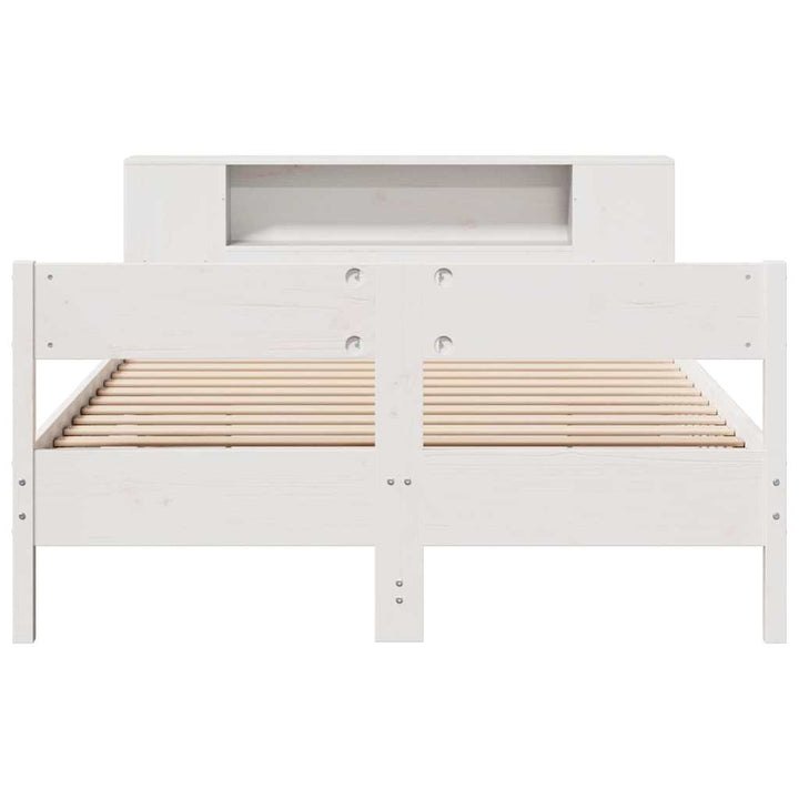 seng med reol uden madras 150x200 cm massivt fyrretræ hvid
