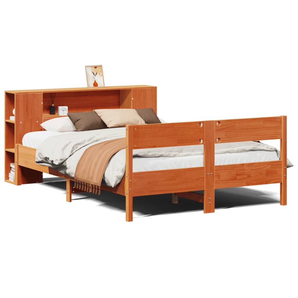 seng med reol uden madras 150x200cm massivt fyrretræ gyldenbrun