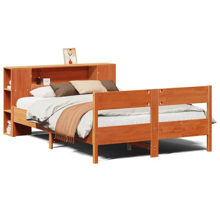seng med reol uden madras 150x200cm massivt fyrretræ gyldenbrun