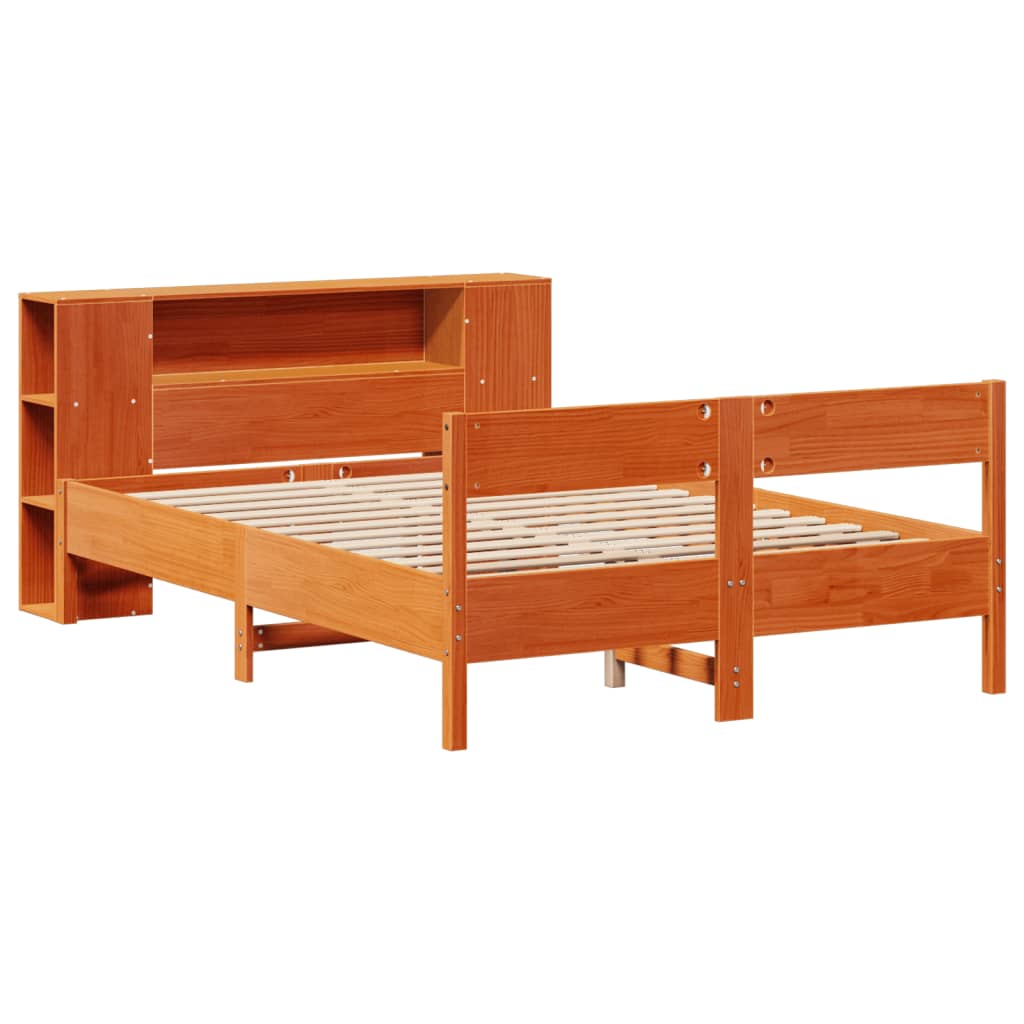 seng med reol uden madras 150x200cm massivt fyrretræ gyldenbrun