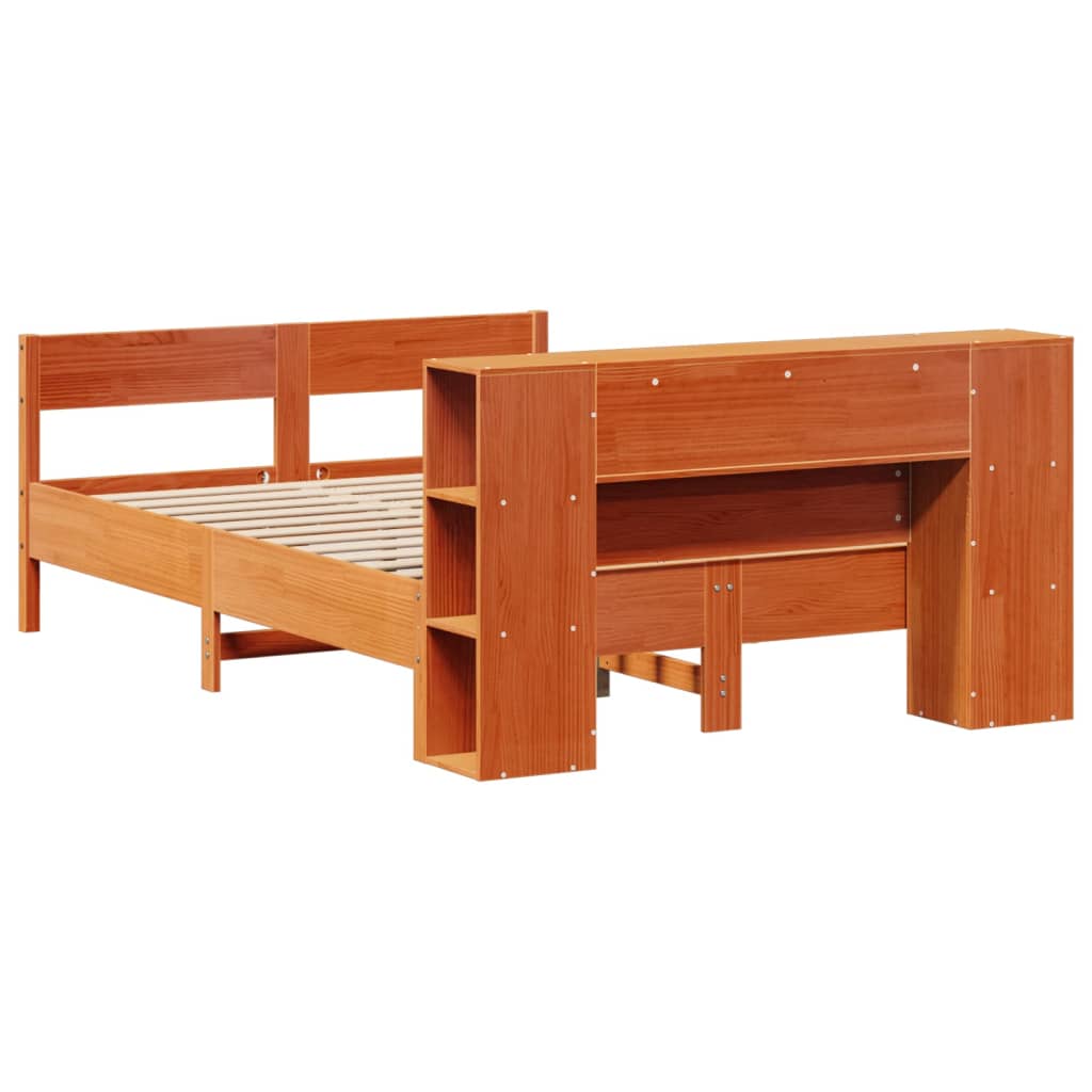 seng med reol uden madras 150x200cm massivt fyrretræ gyldenbrun
