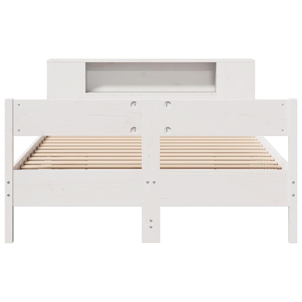 seng med reol uden madras 140x200 cm massivt fyrretræ hvid