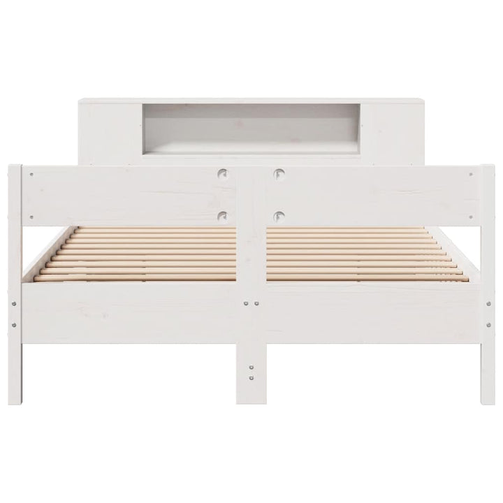 seng med reol uden madras 140x200 cm massivt fyrretræ hvid