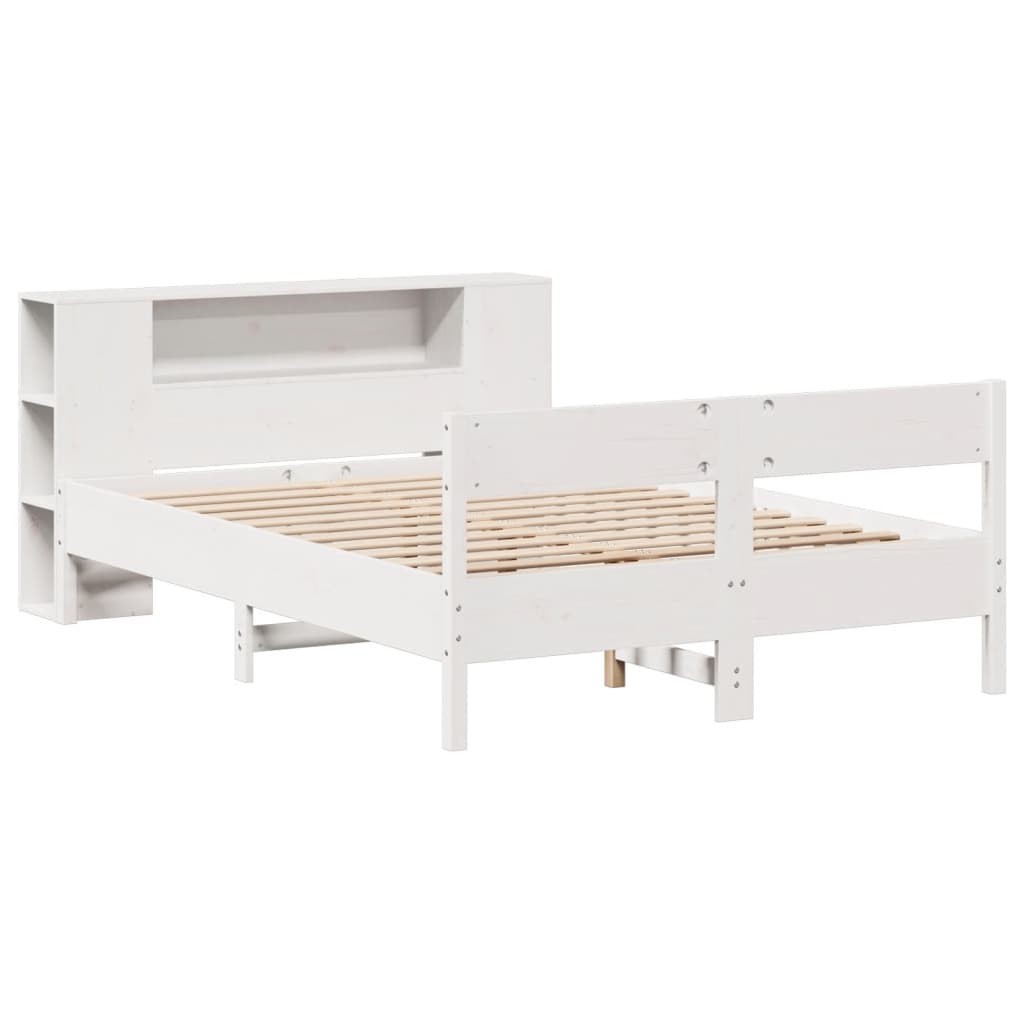 seng med reol uden madras 120x200 cm massivt fyrretræ hvid