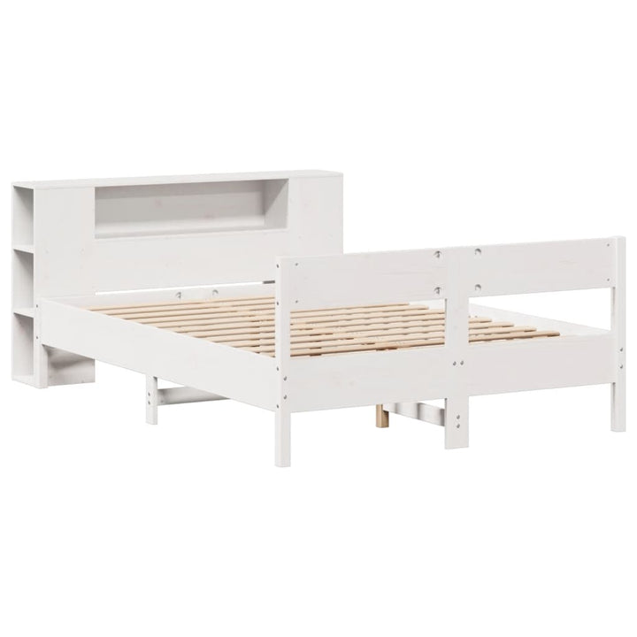 seng med reol uden madras 120x200 cm massivt fyrretræ hvid