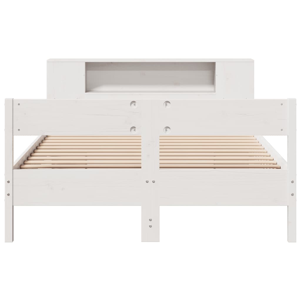 seng med reol uden madras 120x200 cm massivt fyrretræ hvid