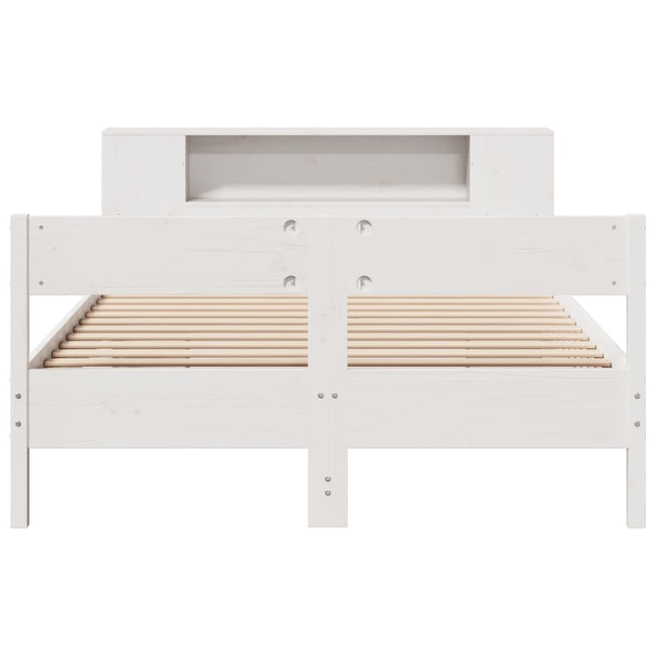 seng med reol uden madras 120x200 cm massivt fyrretræ hvid