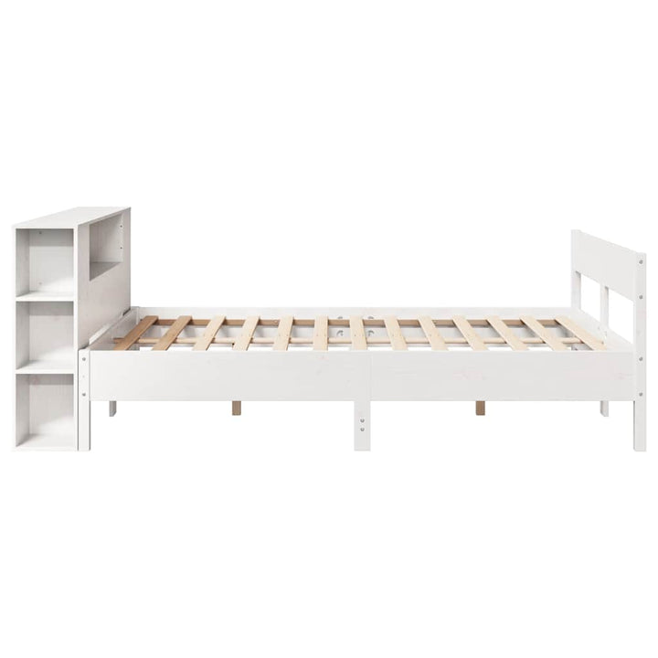 seng med reol uden madras 140x190 cm massivt fyrretræ hvid