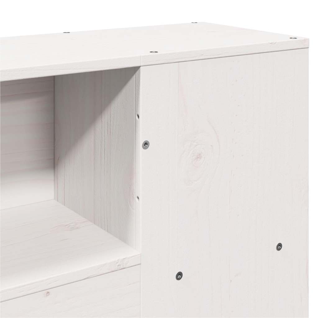 seng med reol uden madras 140x190 cm massivt fyrretræ hvid