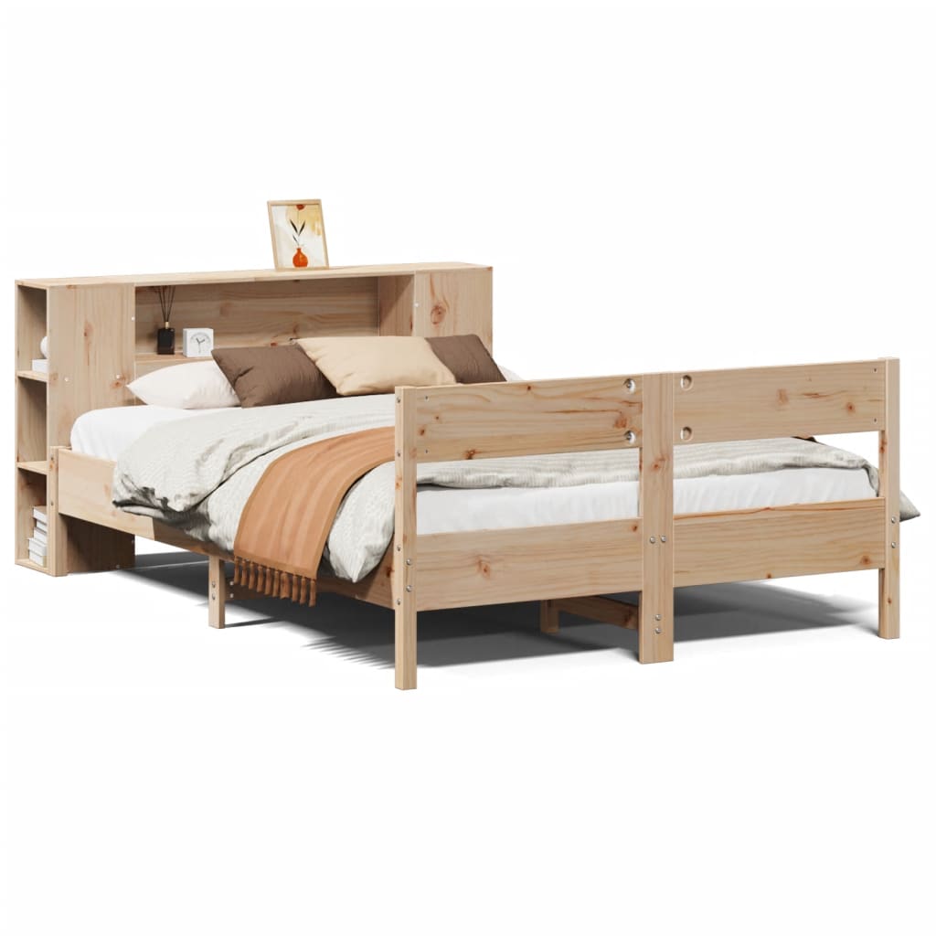 seng med reol uden madras 135x190 cm massivt fyrretræ