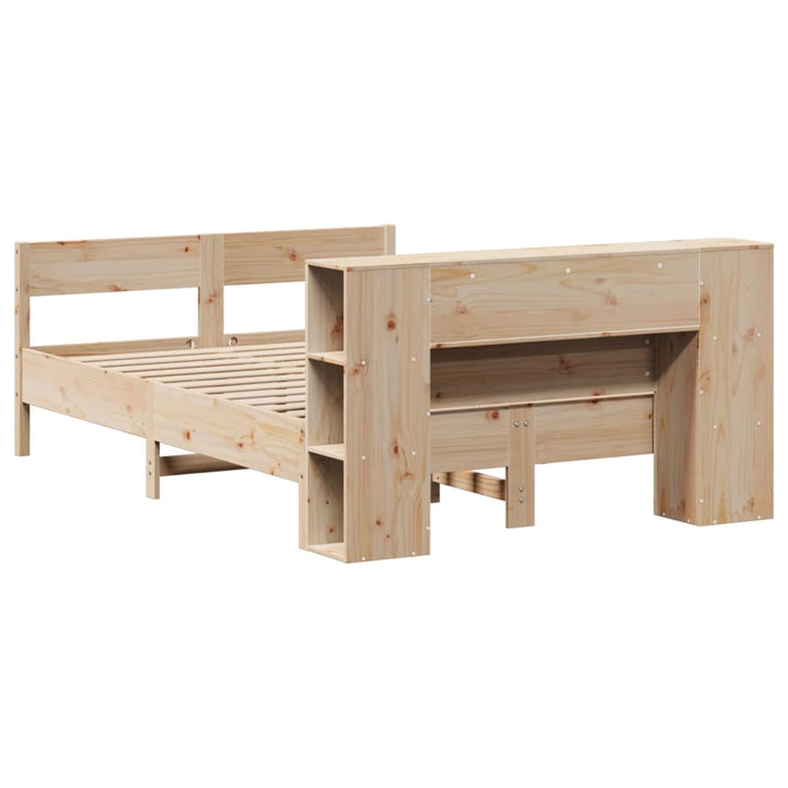 seng med reol uden madras 135x190 cm massivt fyrretræ