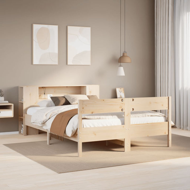 seng med reol uden madras 135x190 cm massivt fyrretræ