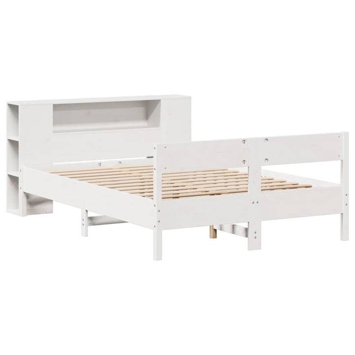 seng med reol uden madras 135x190 cm massivt fyrretræ hvid