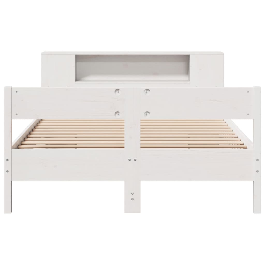 seng med reol uden madras 135x190 cm massivt fyrretræ hvid