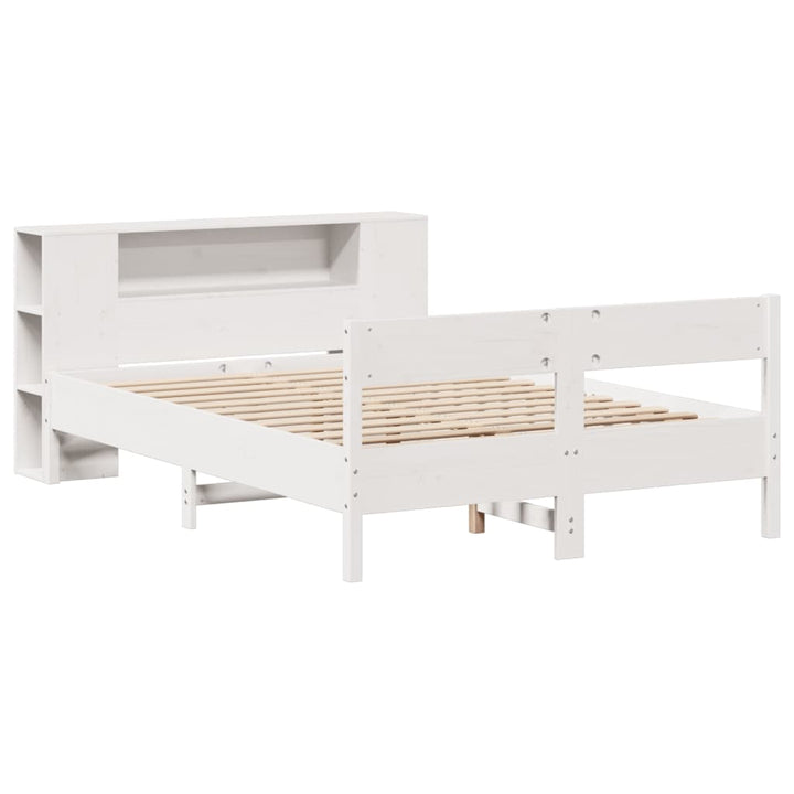 seng med reol uden madras 120x190 cm massivt fyrretræ hvid
