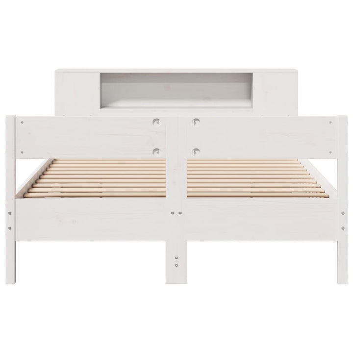 seng med reol uden madras 120x190 cm massivt fyrretræ hvid