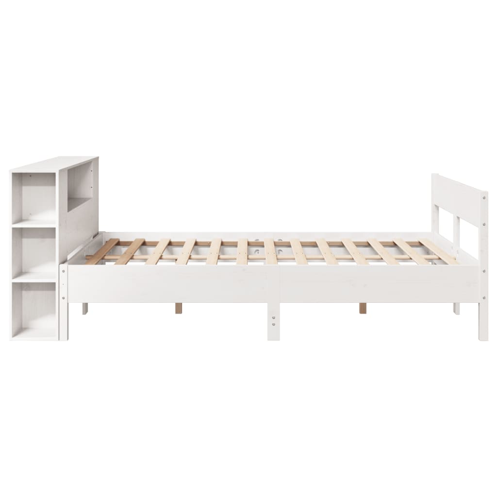 seng med reol uden madras 120x190 cm massivt fyrretræ hvid
