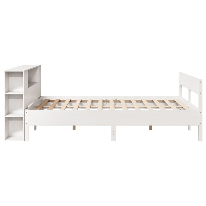 seng med reol uden madras 120x190 cm massivt fyrretræ hvid