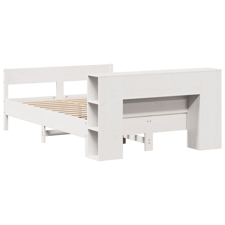 seng med reol uden madras 120x190 cm massivt fyrretræ hvid