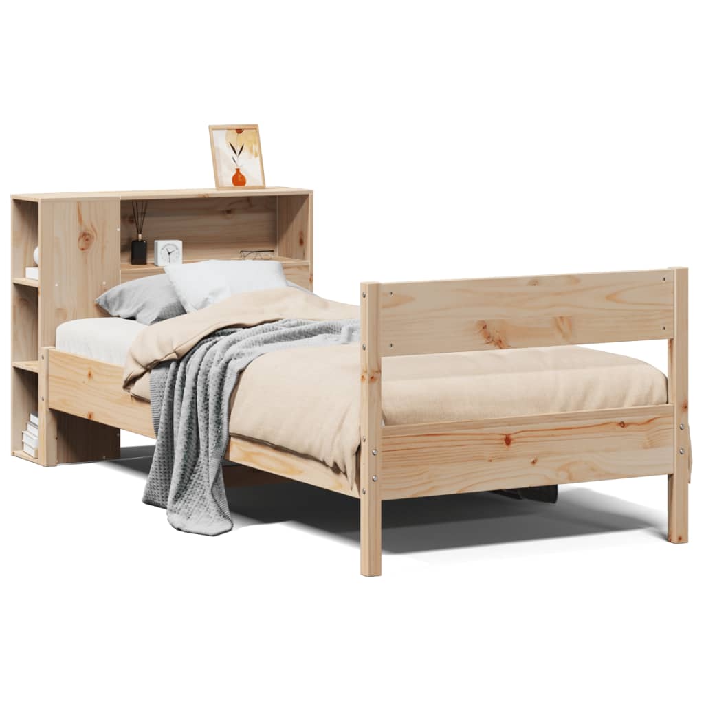 seng med reol uden madras 75x190 cm massivt fyrretræ